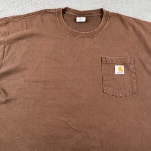 Carhartt Shirt Mens XL Brown Short Sleeve Loose Fit Heavyweight Pocket Workwear